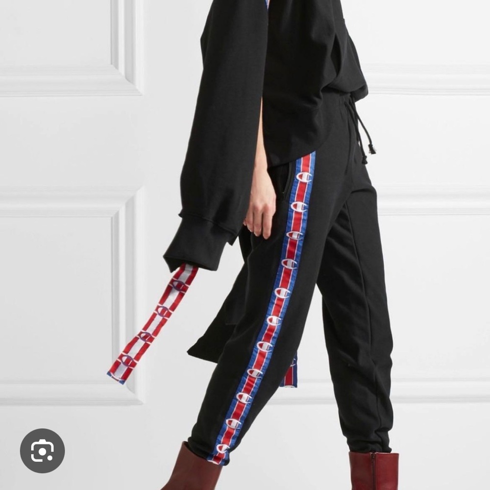 Champion Kids' Black Track Pants with Red and Blue Accents